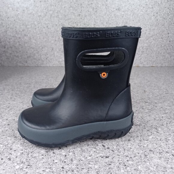 BOGS Skipper Black Waterproof Kids Rain Boots Shoes - Picture 5 of 10